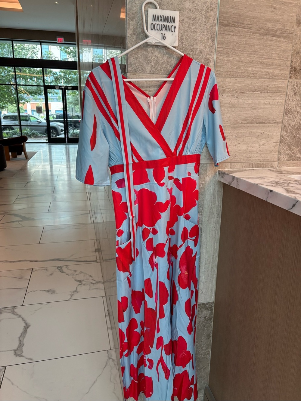 NWOT Light Blue & Red Floral Dress - Women's
